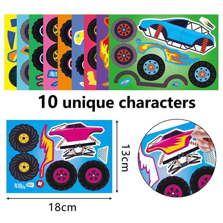 DUJAA 10-design monster truck stickers ready for creative projects and personalized crafts.