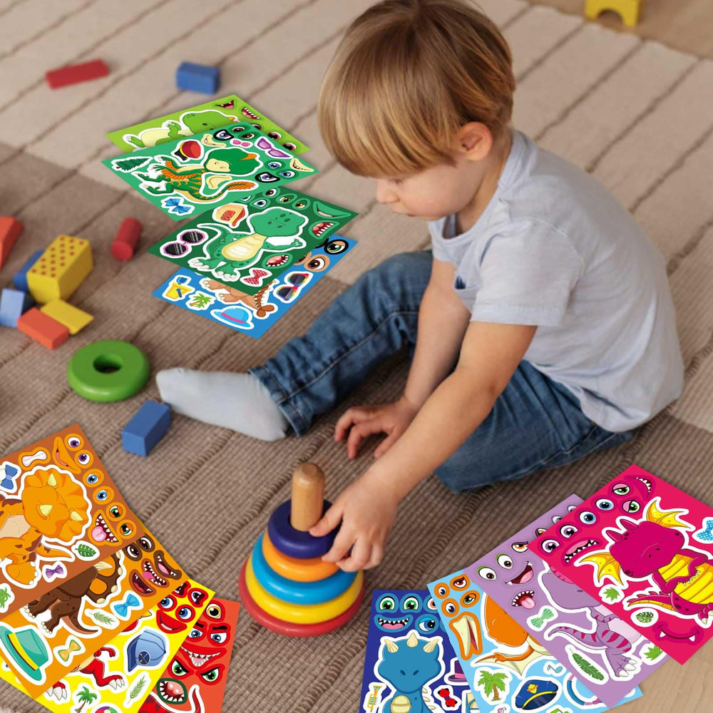 DUJAA 24-piece dinosaur sticker set for crafts and party favors