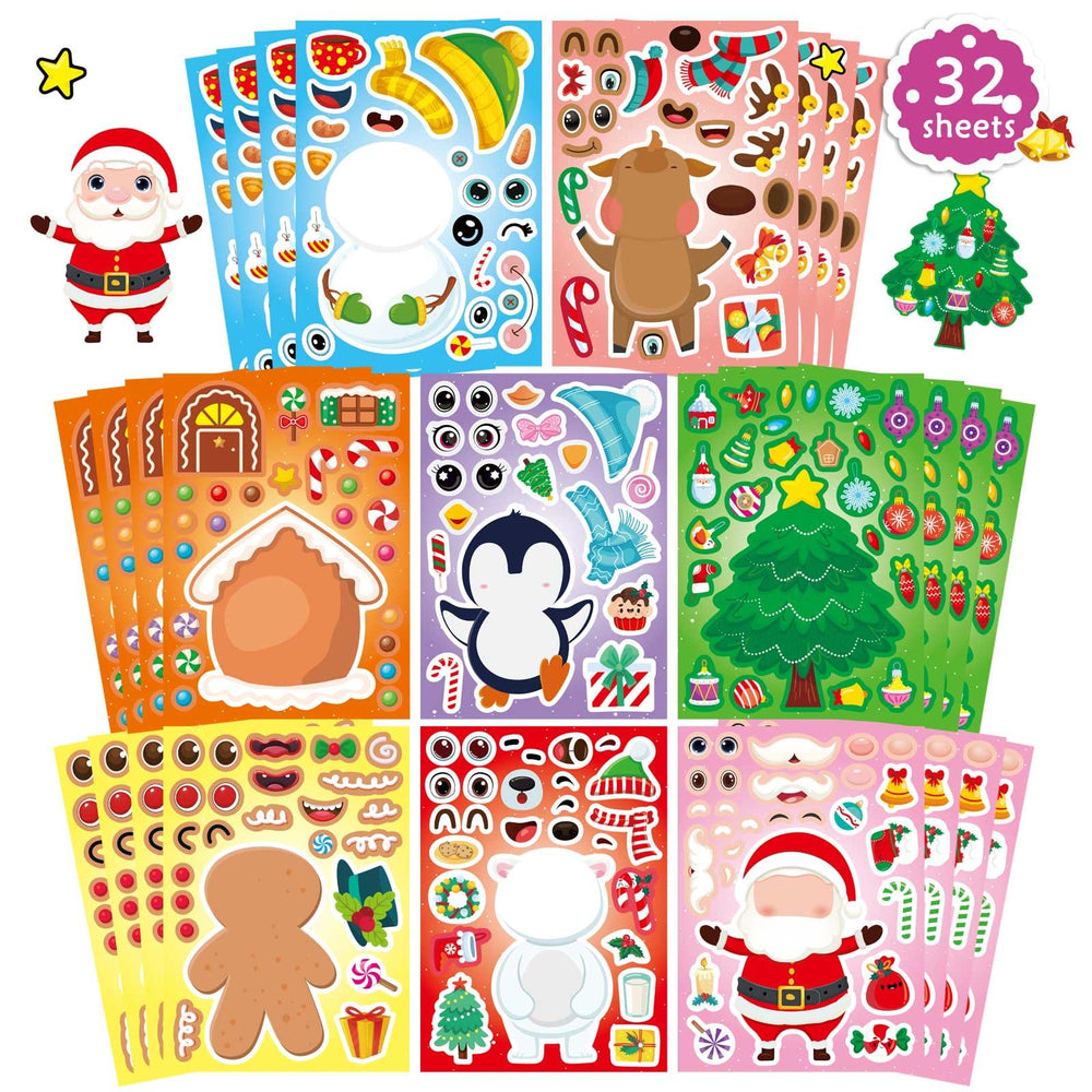 DUJAA Christmas stickers with elf and Santa for festive room decor.