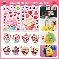 DUJAA cupcake-sticker-designs vivid colors for party favors and school projects.