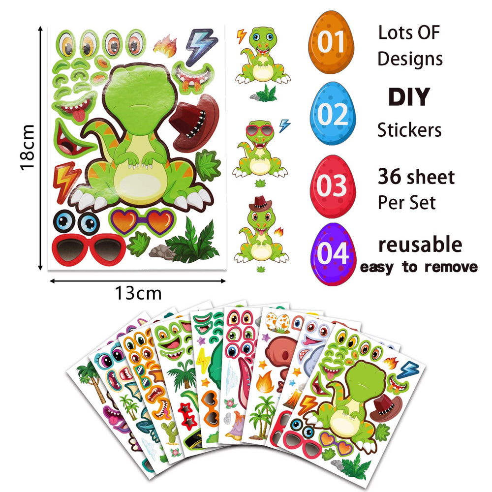 DUJAA dinosaur stickers 9 styles show varied playful designs for creativity
