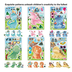 DUJAA dinosaur stickers collection closeup on glossy surface for kids