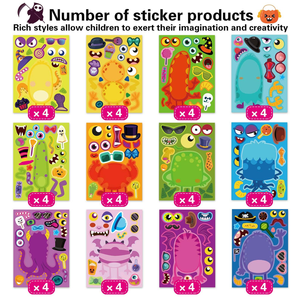 DUJAA DIY monster stickers let kids mix eyes, mouths, and hats.