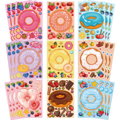 DUJAA donut stickers face set 27 sheets for kids, ideal for creative DIY sticker art.