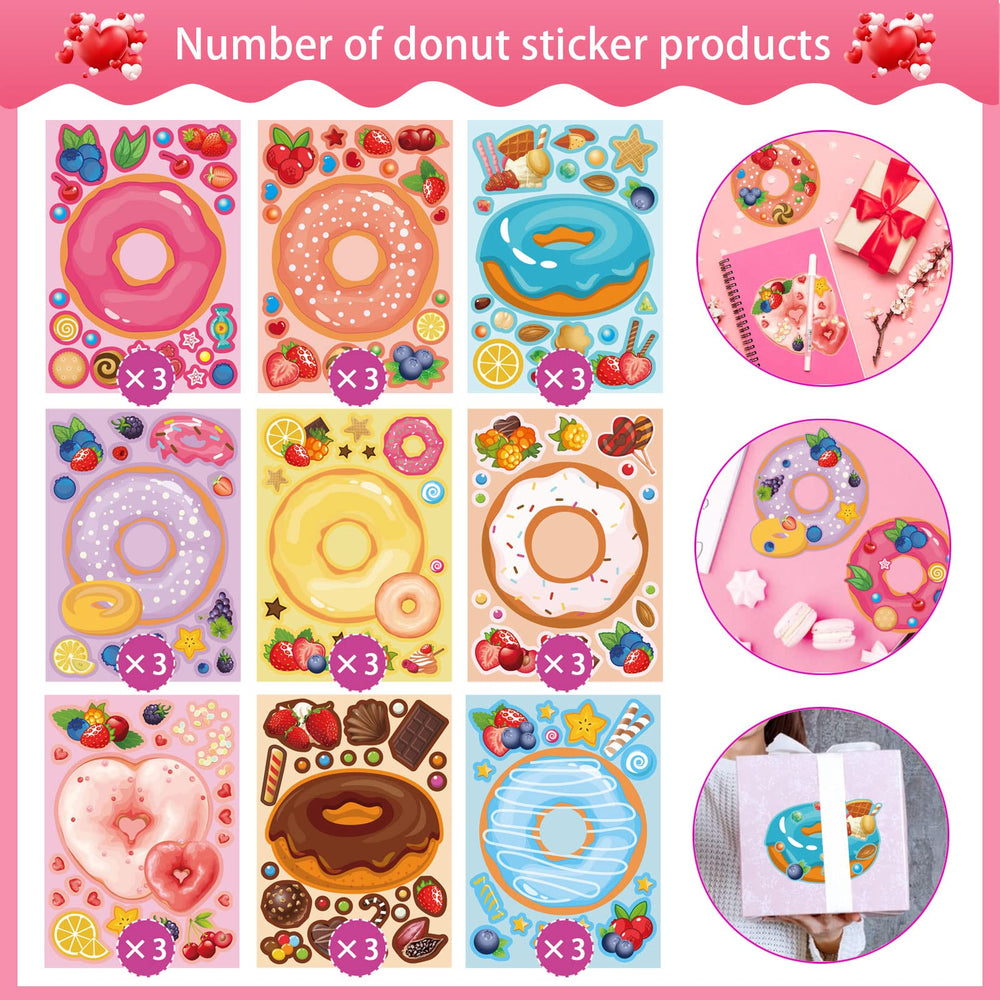 DUJAA donut stickers frosting colors, brighten cards and crafts.