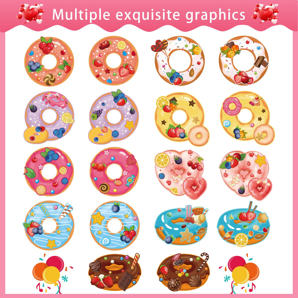 DUJAA donut stickers pattern variety for customizable dessert scenes.