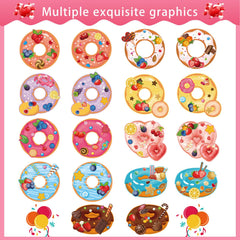DUJAA donut stickers pattern variety for customizable dessert scenes.