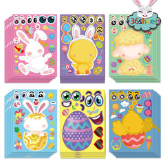 DUJAA Easter stickers set with six designs for kids’ crafts and party decor.