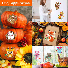 DUJAA fall stickers bear cozy sweater motif for window and wall decoration.