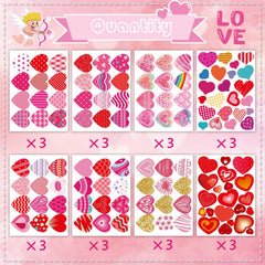 DUJAA heart stickers with glittered patterns for vibrant gift wrap