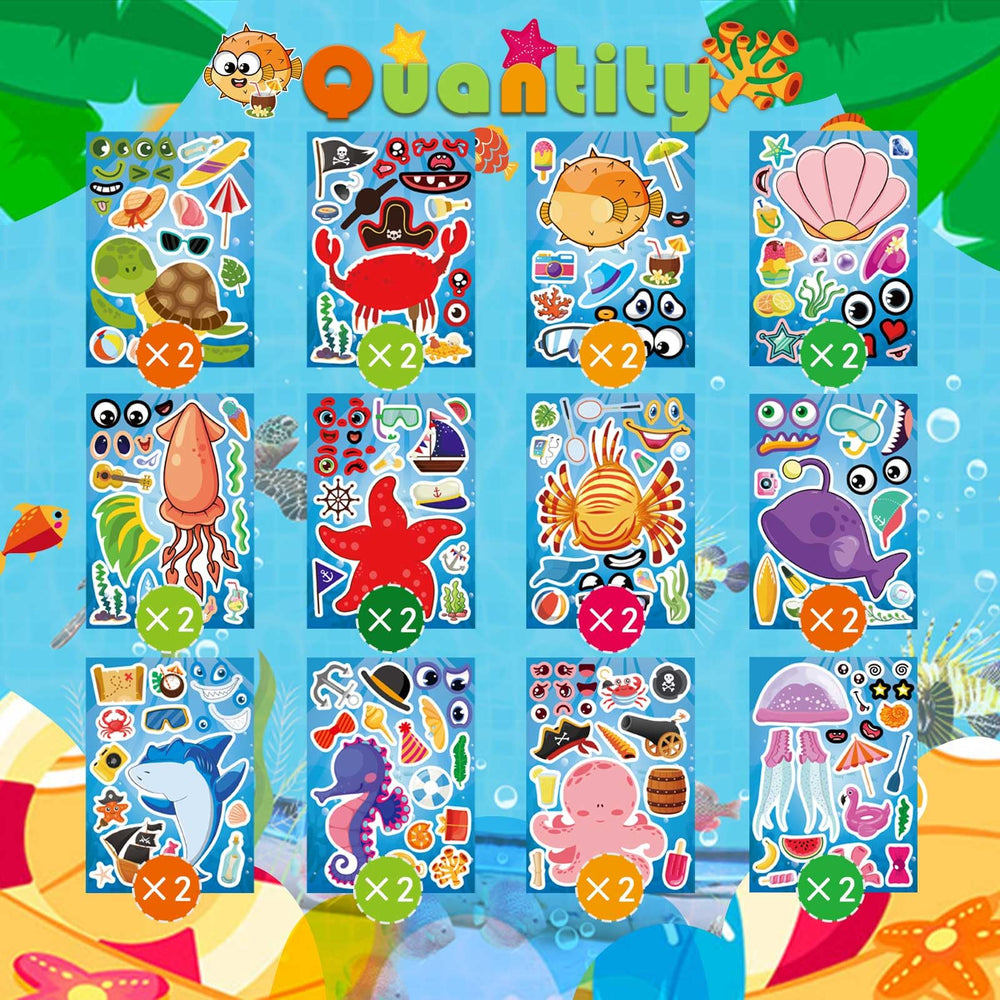 DUJAA ocean stickers let kids make fun face art with friendly sea creatures