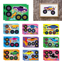 DUJAA monster truck stickers collection for DIY crafts and kids' party decorations.