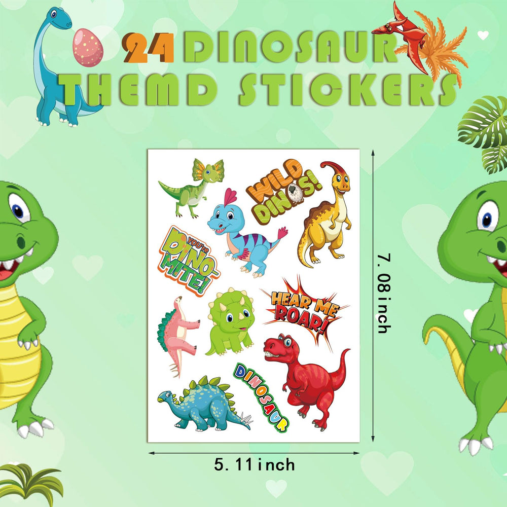 DUJAA premium dinosaur stickers on 8x6 inch sheets, durable and easy to peel