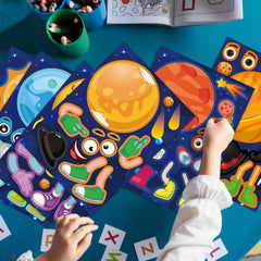 DUJAA space stickers outer-space face, engage kids with playful planetary expressions