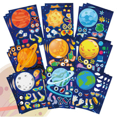 DUJAA space stickers planet sheets for kids, colorful planets spark creative play