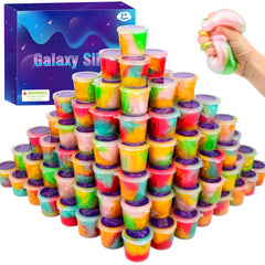 DUJUANHUA Galaxy Slime Kit 68-pack bulk package boosts party favors and classroom prizes.