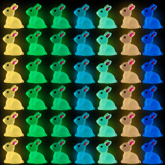 DULEFUN Easter luminous bunny 70pcs glows in the dark for festive decor.