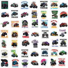 DULEFUN monster truck stickers for luggage: waterproof and travel-friendly design.