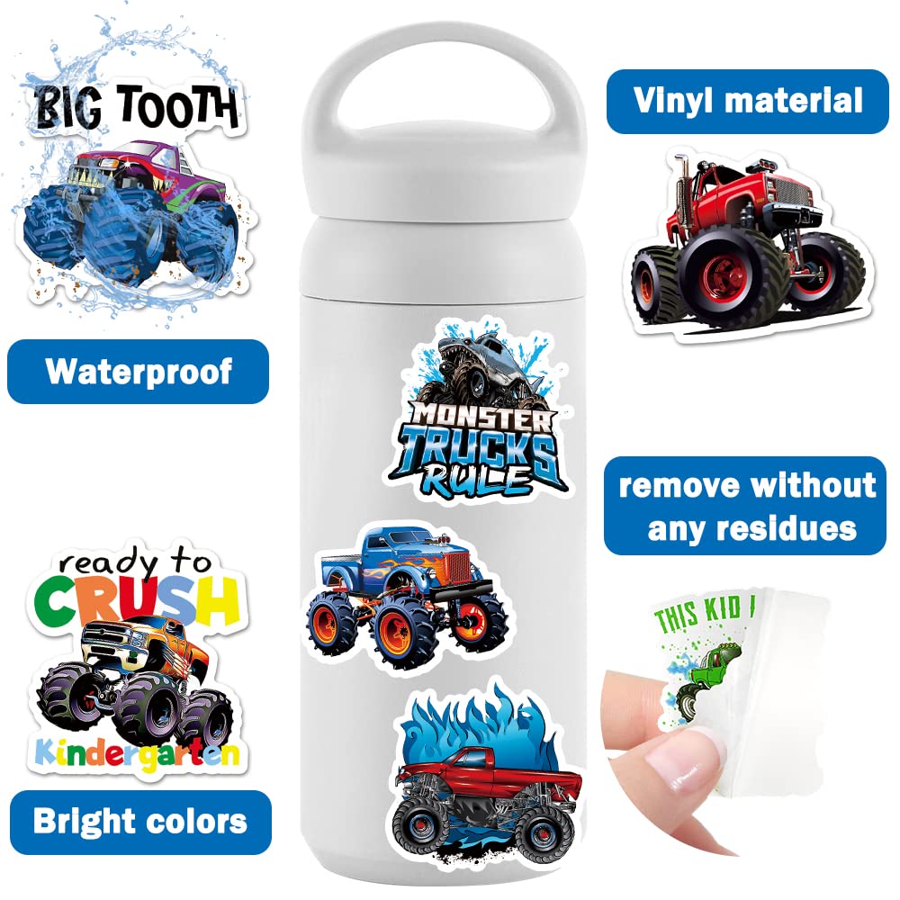 DULEFUN colorful monster truck stickers for notebooks and journals.