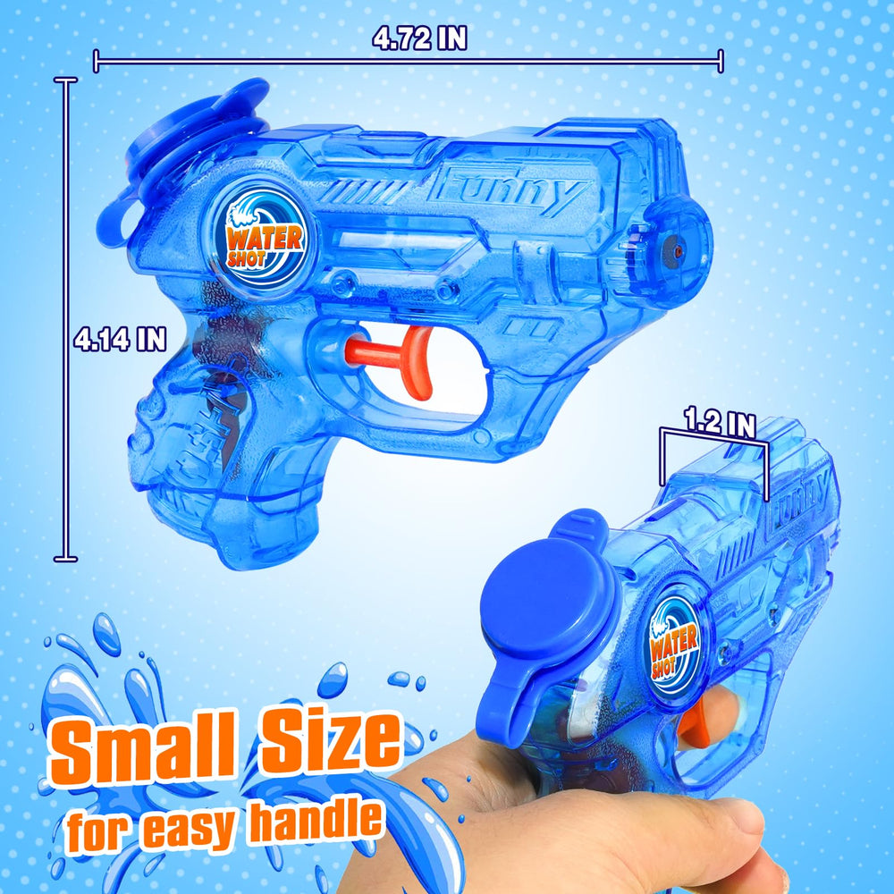 DUNEMEI trigger-action mini water gun for quick shots during family water fights.