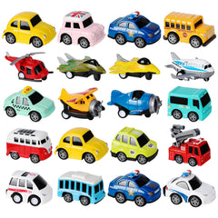 DUNRIOG 18-pack pull-back cars and airplanes set for imaginative play and endless transport adventures.
