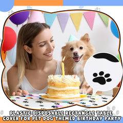 Dunzoom puppy paw print tablecloth blue ideal for party setup and home dining