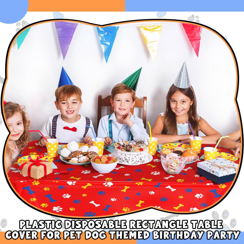 Dunzoom paw print tablecloth party decor ideal for pet birthdays.