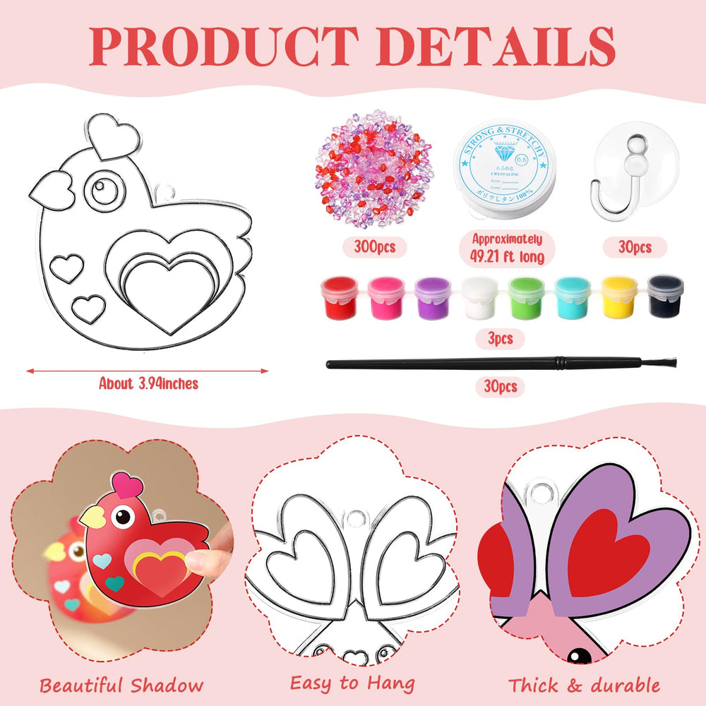 Dunzoom paint bottles provide vibrant colors for bright Valentine suncatchers