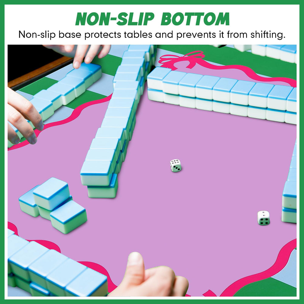 Dunzy mat suitable for Mahjong, poker, dominoes, dice games, and board games.