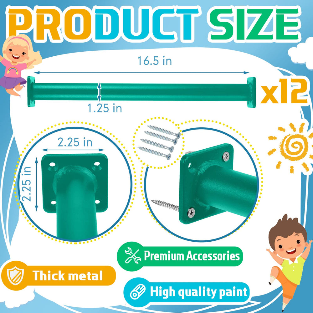 Dunzy screw-hardware-kit for quick, secure installation of monkey bars.