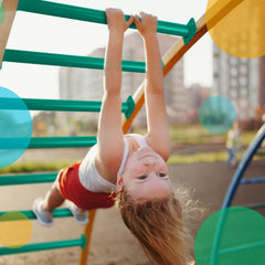 Dunzy steel-monkey-bars highlight durable construction for backyard play.