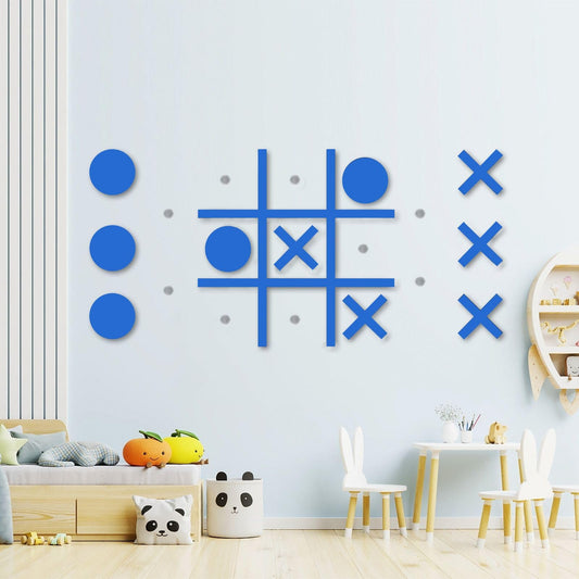 DUOLIYBC magnetic tic tac toe wall mount blue setup adds sleek, modern decor.