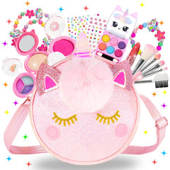 DUOROUBAO Kids Makeup Kit with unicorn purse for on-the-go pretend play