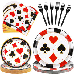 Durony casino theme 9-inch plates with card-suit design for stylish party dining.