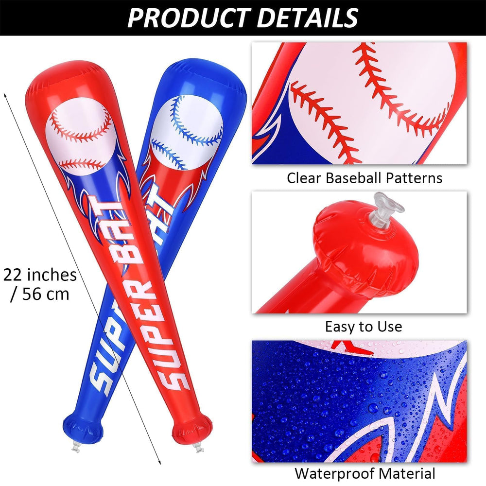 Durony inflatable blue baseball bat, 22 inches, durable PVC for family play.