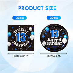 DURYGEN 40pcs 13th birthday napkins for quick cleanup and color coordination