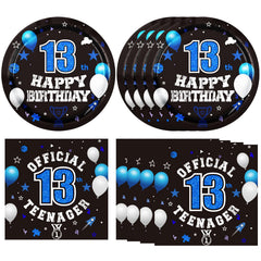 DURYGEN 40pcs 13th birthday plates for a stylish teen party setup