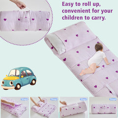 DuShow Floral pink nap mat design adds cheerful rest space.