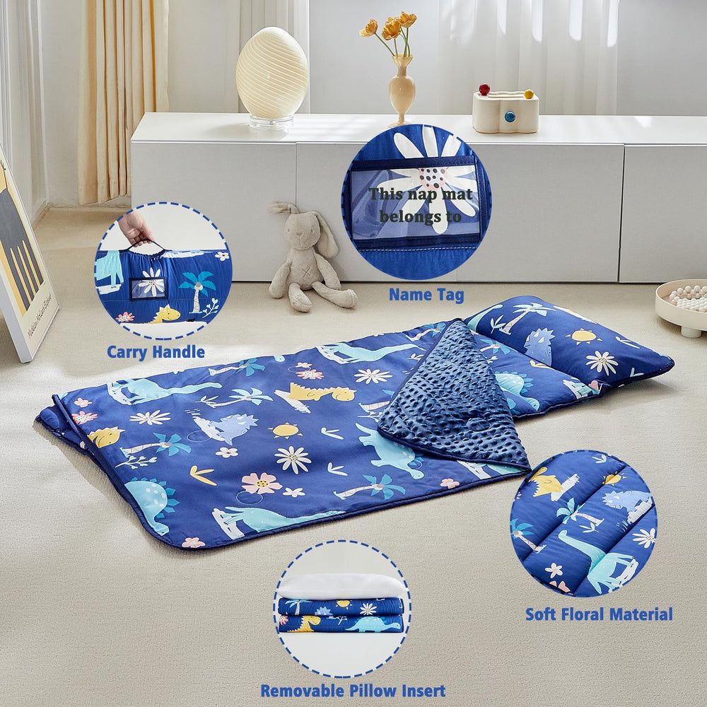 DuShow nap mat features friendly dinosaur design for engaging preschool naps