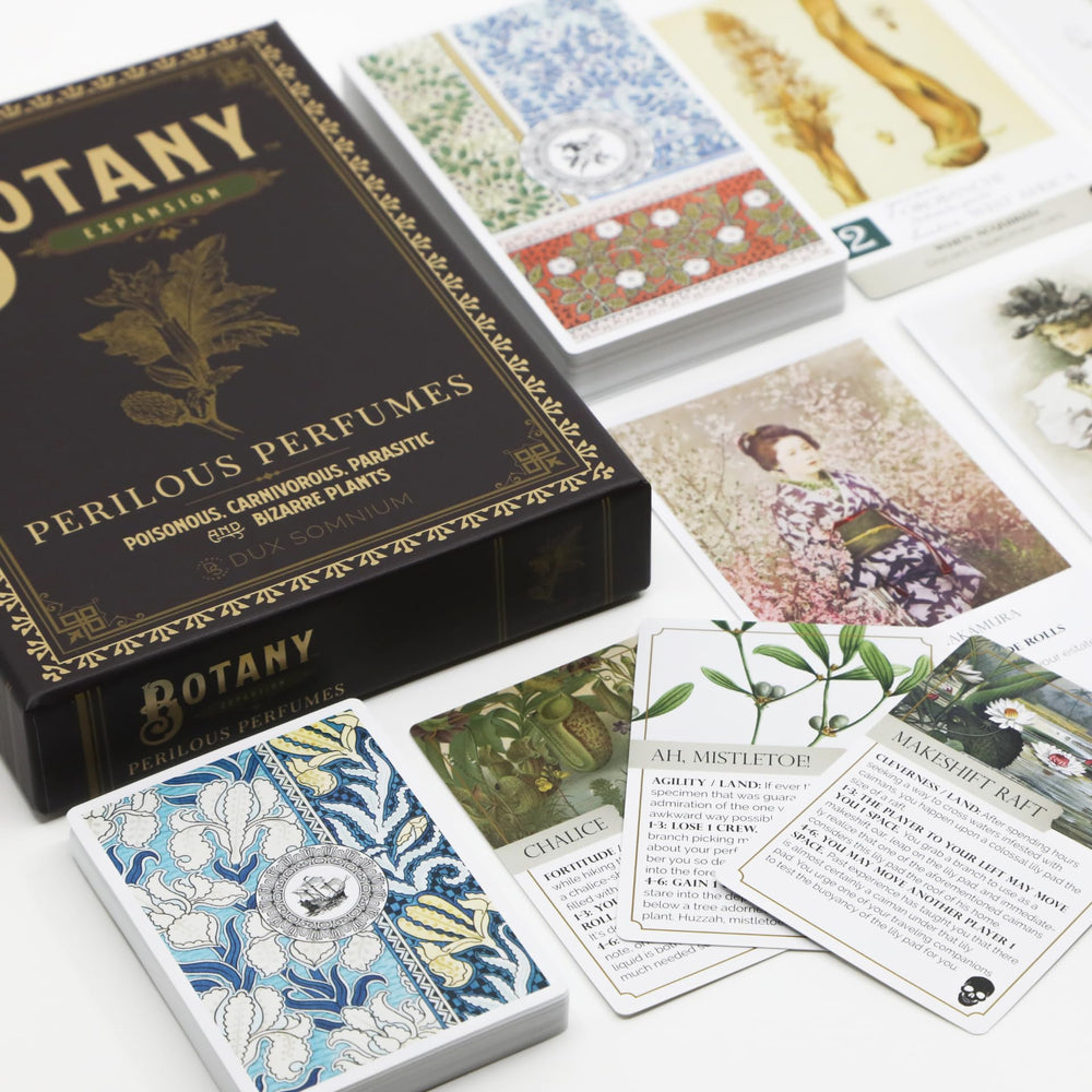 Dux Somnium Botany Perilous Perfumes board captures Victorian maps and exotic specimens