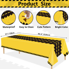 Dvaorc dump-truck tablecloth design fits boys' birthday party setup.