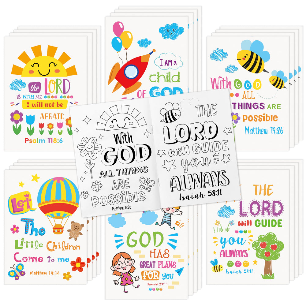 Dvbonike 24Pcs religious coloring books with diverse cover designs for classroom fun.