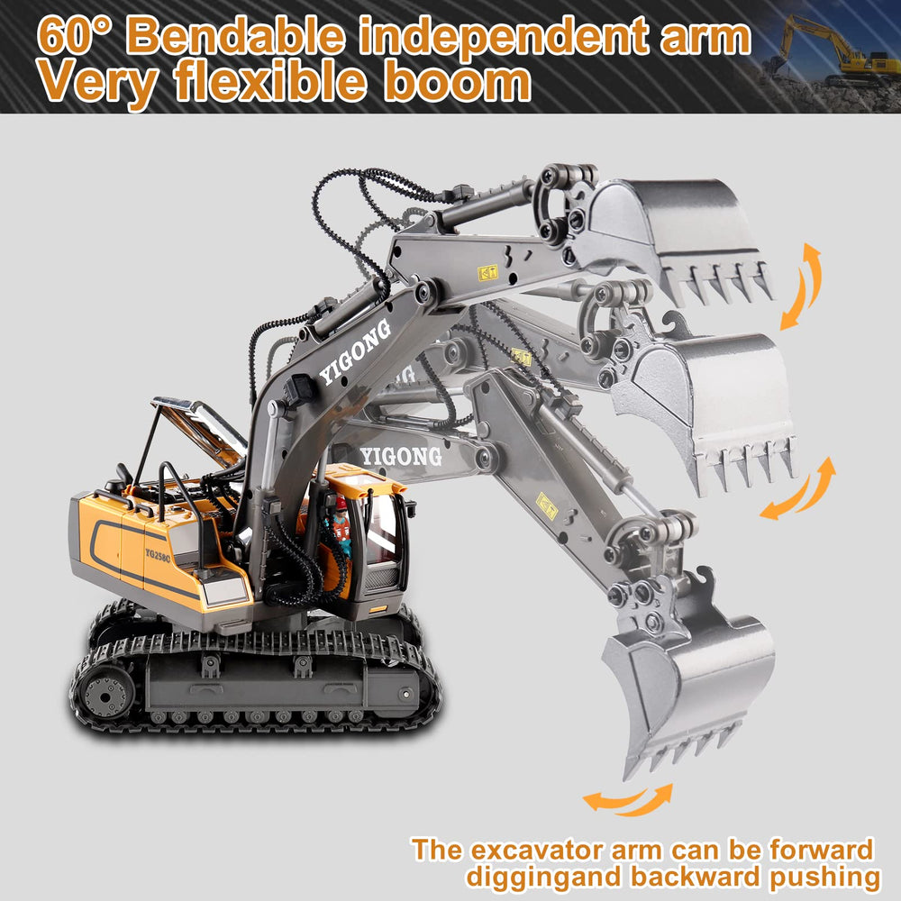 Dwi Dowellin RC excavator control at 2.4GHz for smooth multiplayer play.