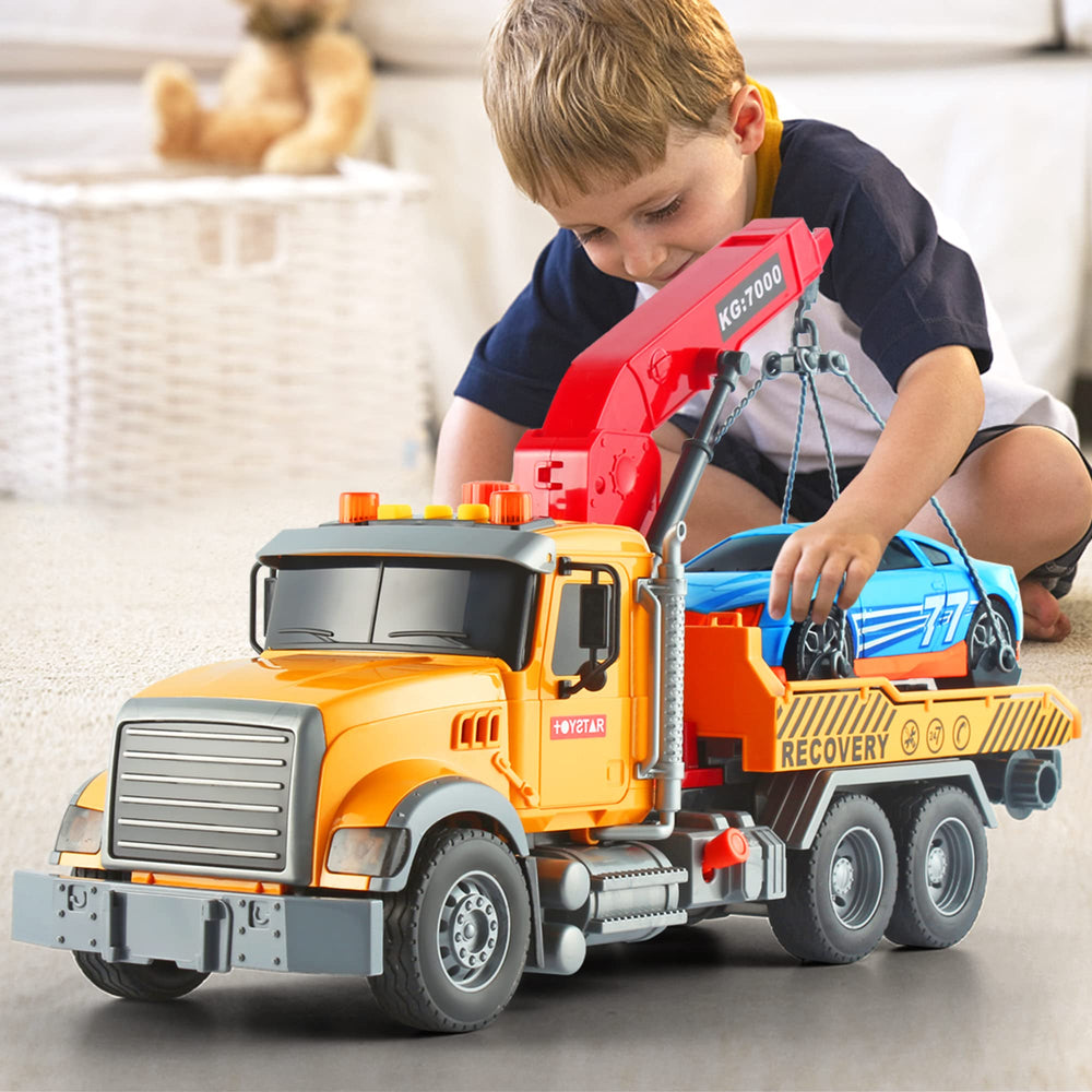 Roadster included with the tow truck for diverse pretend rescue missions.