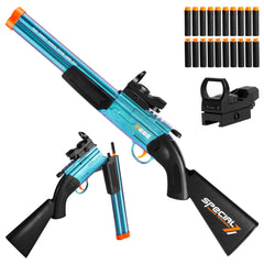DWMTGS toy gun double-barrel blue for safe imaginative play.