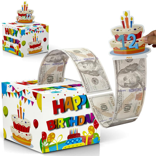 Dxlang Birthday Cash Box Pull showing the pull-out reveal for cash gifts