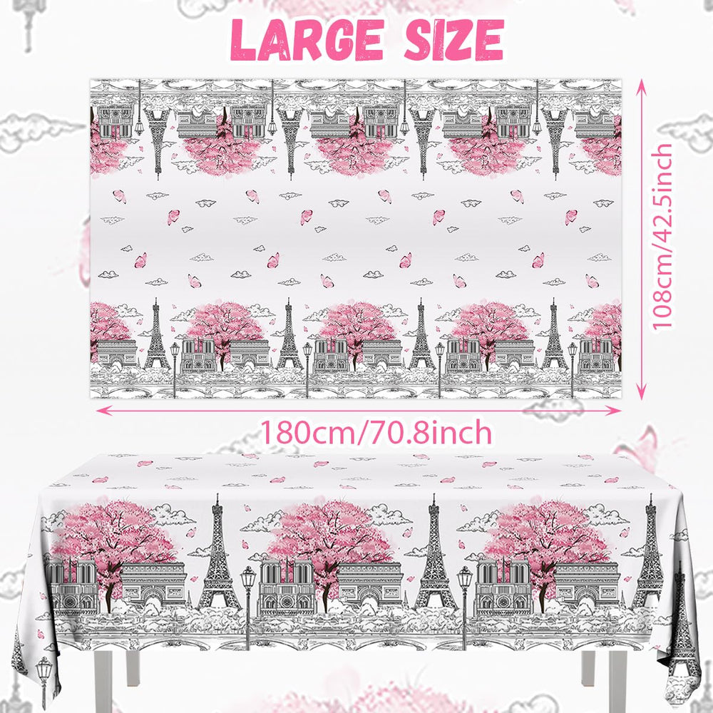Dydamud 70.8x42.5 inch Paris tablecloth, sturdy and disposable for events.