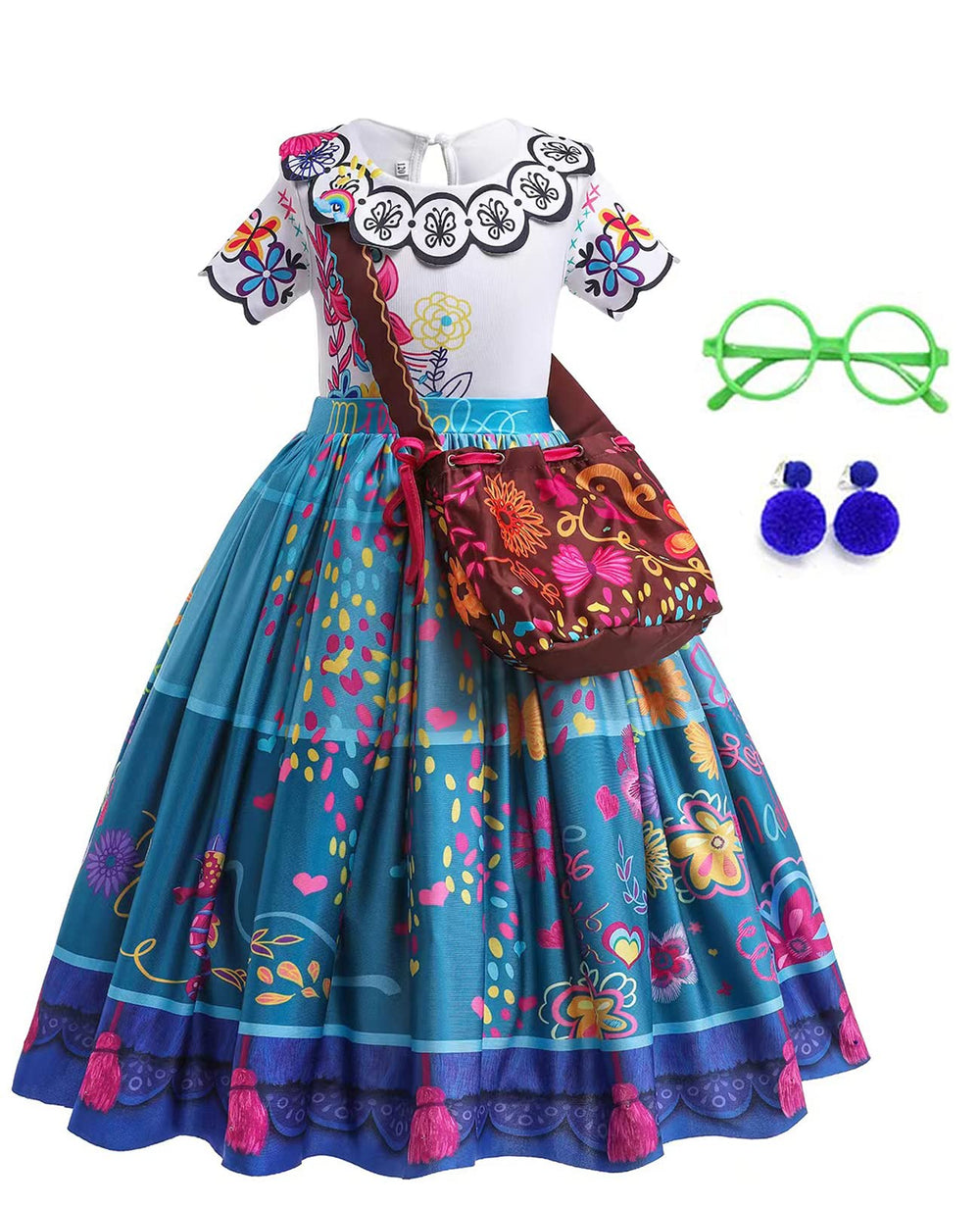 DYJJKM Mirabel blue costume dress for kids with a playful princess look, ideal for cosplay