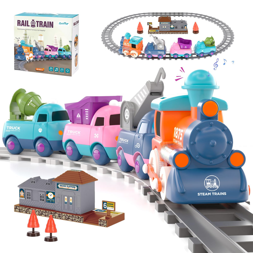 Dynffur train set light-up locomotive sparks engaging sensory play