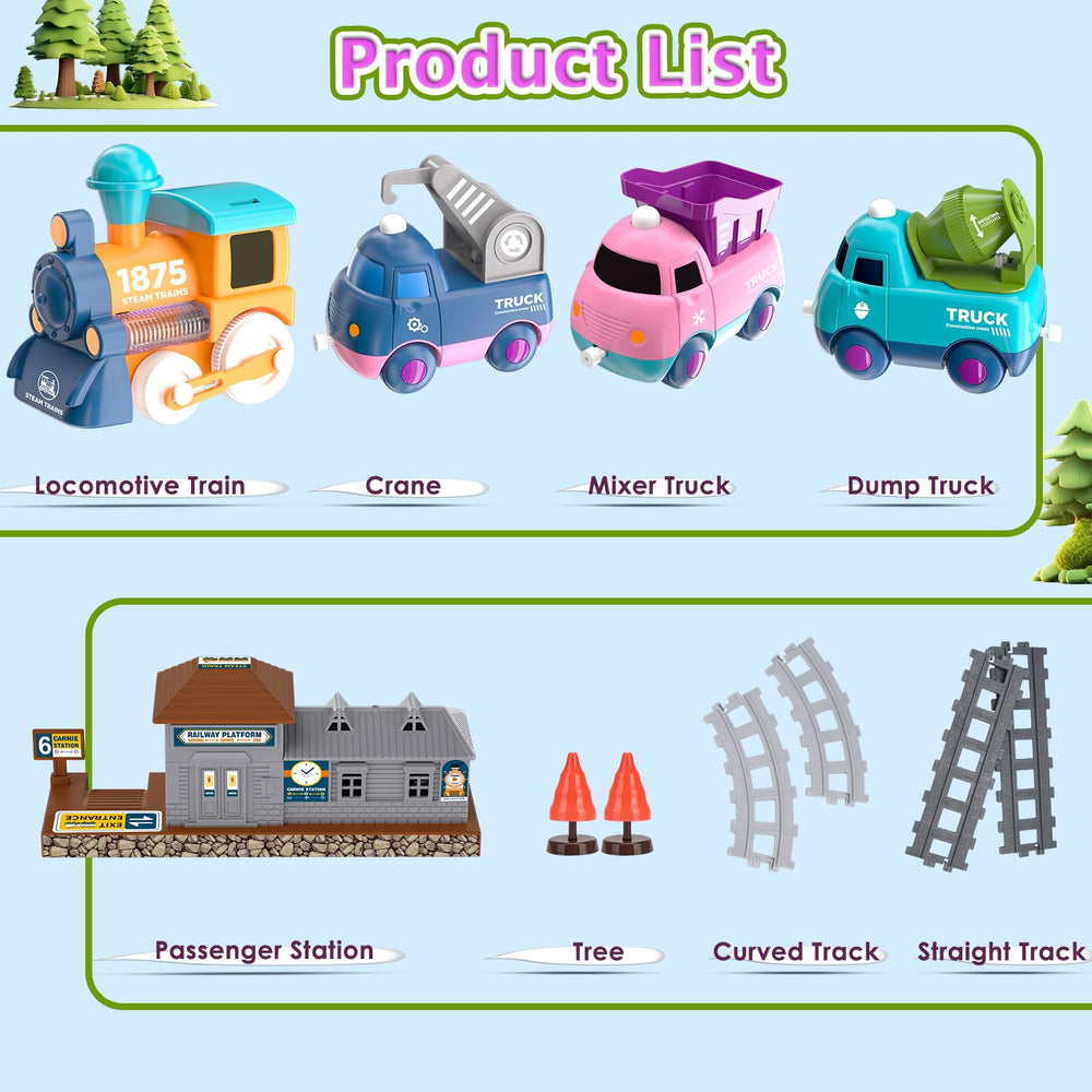 Dynffur train set mixer truck supports hands-on roleplay